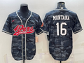 Men’s San Francisco 49ers Joe Montana #16 Grey Camouflage Jersey Joint Edition