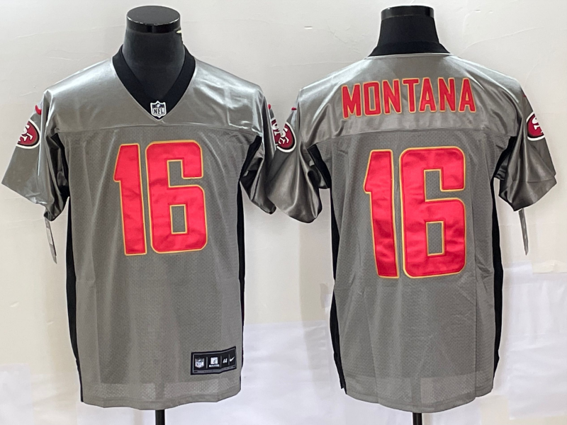 Men’s San Francisco 49ers Joe Montana #16 Grey Jersey