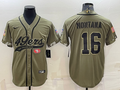 Men’s San Francisco 49ers Joe Montana #16 Olive 2022 Salute To Service Retired Limited Jersey Joint Edition