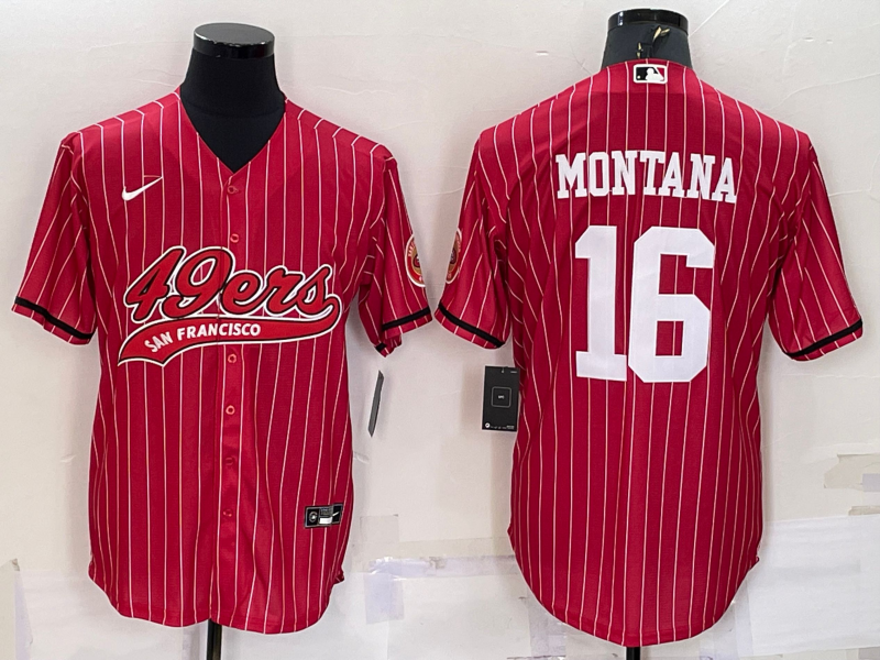 Men’s San Francisco 49ers Joe Montana #16 Red Jersey Joint Edition