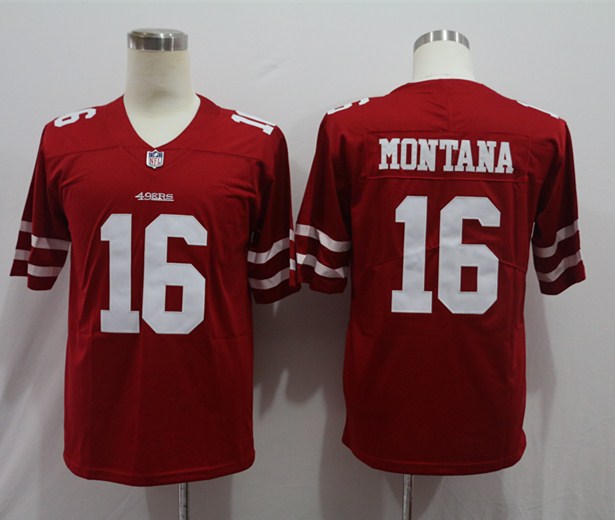 Men’s San Francisco 49ers Joe Montana #16 Red Jersey