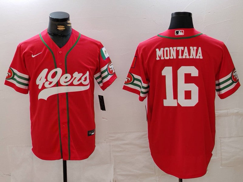 Men’s San Francisco 49ers Joe Montana #16 Scarlet Jersey