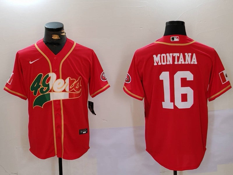 Men’s San Francisco 49ers Joe Montana #16 Scarlet Jersey