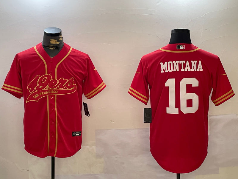 Men’s San Francisco 49ers Joe Montana #16 Scarlet Team Jersey