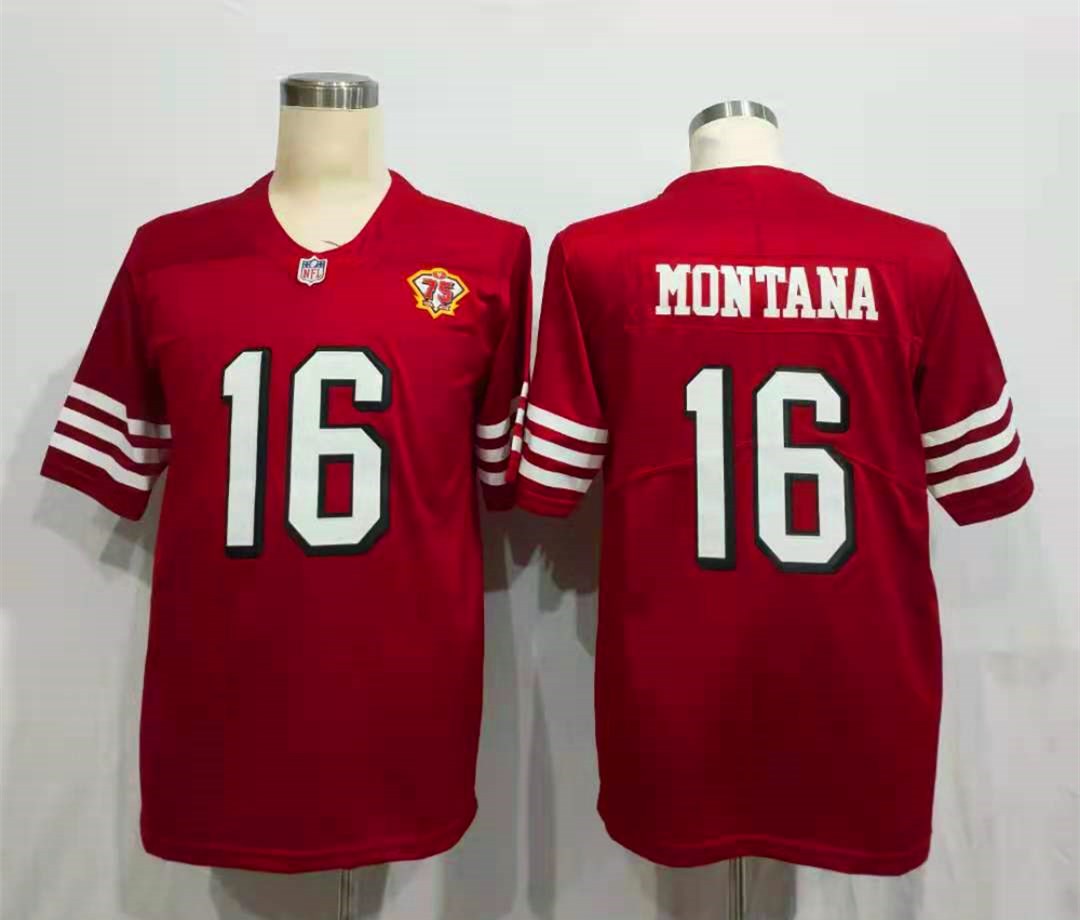 Men’s San Francisco 49ers Joe Montana Red 75th Anniversary Jersey