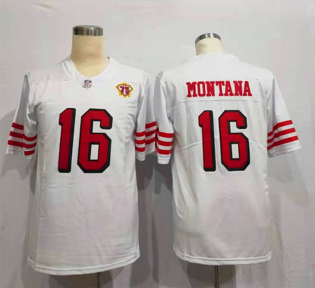 Men’s San Francisco 49ers Joe Montana White 75th Anniversary Jersey