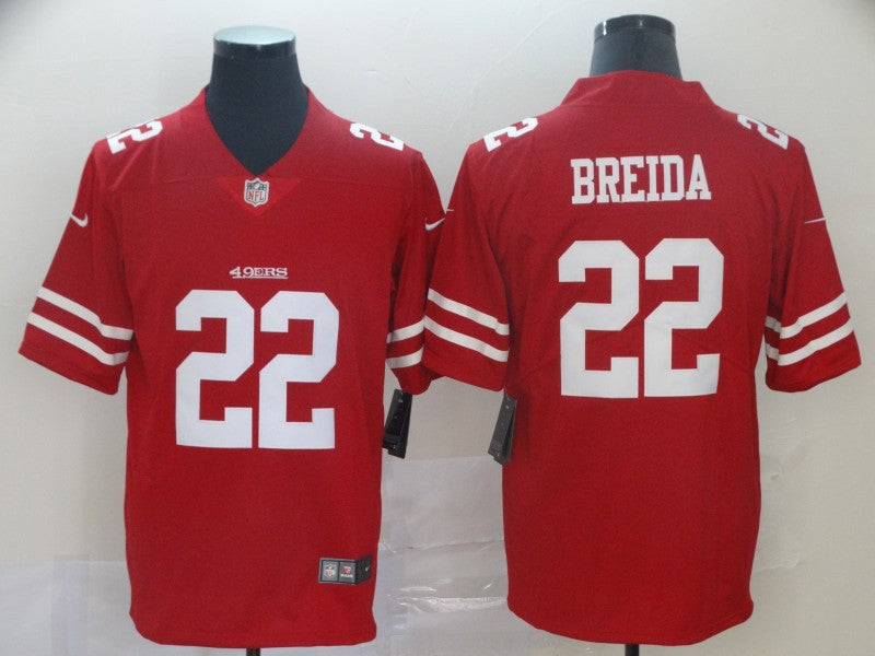 Men’s San Francisco 49ers Matt Breida #22 Red Jersey