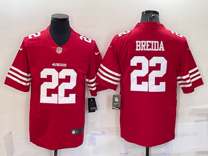 Men’s San Francisco 49ers Matt Breida #22 Red Jersey