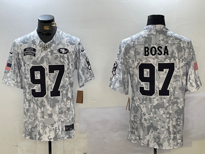 Men’s San Francisco 49ers Nick Bosa #97 Arctic Camo 2024 Salute to Service Limited Jersey