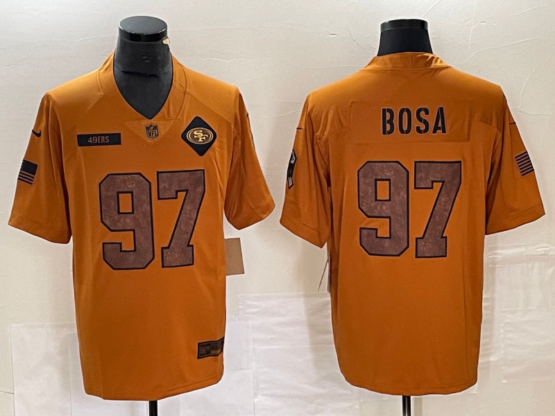 Men’s San Francisco 49ers Nick Bosa #97 Brown 2023 Salute To Service Retired Limited Jersey