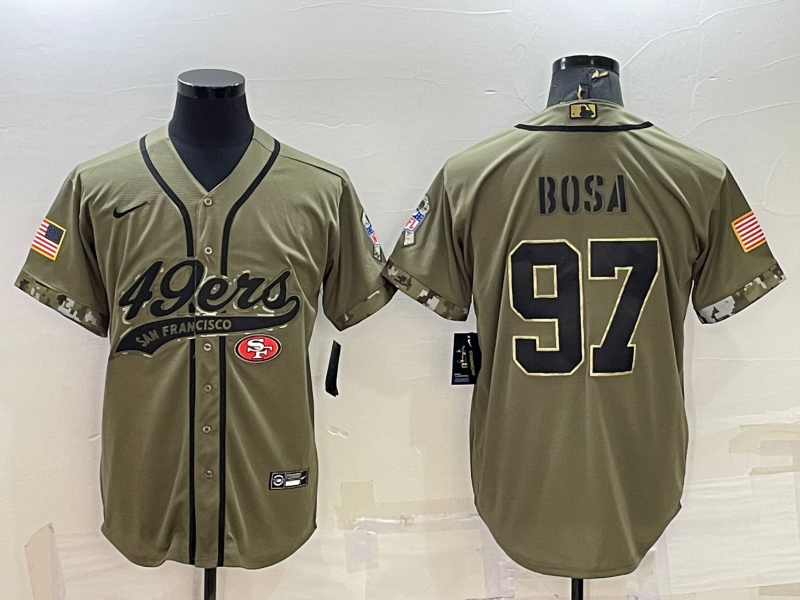 Men’s San Francisco 49ers Nick Bosa #97 Olive 2022 Salute To Service Retired Limited Jersey Joint Edition
