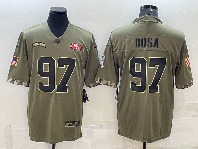 Men’s San Francisco 49ers Nick Bosa #97 Olive 2022 Salute To Service Retired Limited Jersey