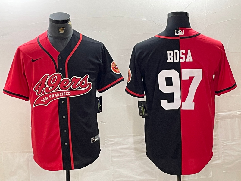 Men’s San Francisco 49ers Nick Bosa #97 Red/Black Jersey Joint Edition
