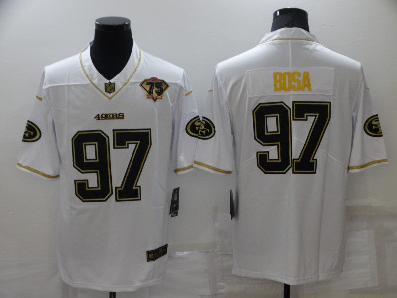 Men’s San Francisco 49ers Nick Bosa #97 White 75th Anniversary Jersey