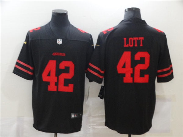 Men’s San Francisco 49ers Retired Player #42 Ronnie Lott Nike Black Alternate Vapor Limited Player Jersey