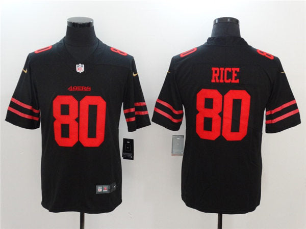 Men’s San Francisco 49ers Retired Player #80 Jerry Rice Nike Black Alternate Vapor Limited Player Jersey