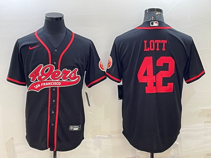 Men’s San Francisco 49ers Ronnie Lott #42 Black Jersey Joint Edition