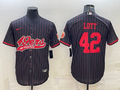 Men’s San Francisco 49ers Ronnie Lott #42 Black Jersey Joint Edition
