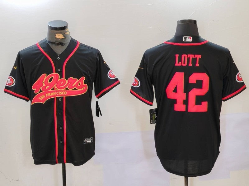 Men’s San Francisco 49ers Ronnie Lott #42 Black Jersey