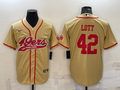 Men’s San Francisco 49ers Ronnie Lott #42 Gold Jersey Joint Edition