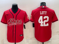 Men’s San Francisco 49ers Ronnie Lott #42 Red Jersey Joint Edition