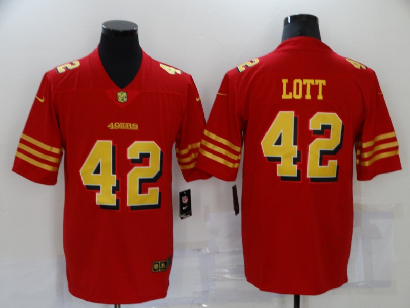 Men’s San Francisco 49ers Ronnie Lott #42 Red Jersey