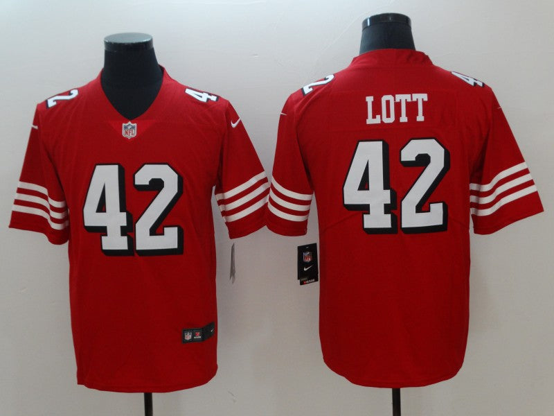 Men’s San Francisco 49ers Ronnie Lott #42 Red Jersey