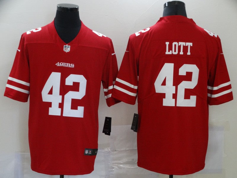 Men’s San Francisco 49ers Ronnie Lott #42 Red Jersey