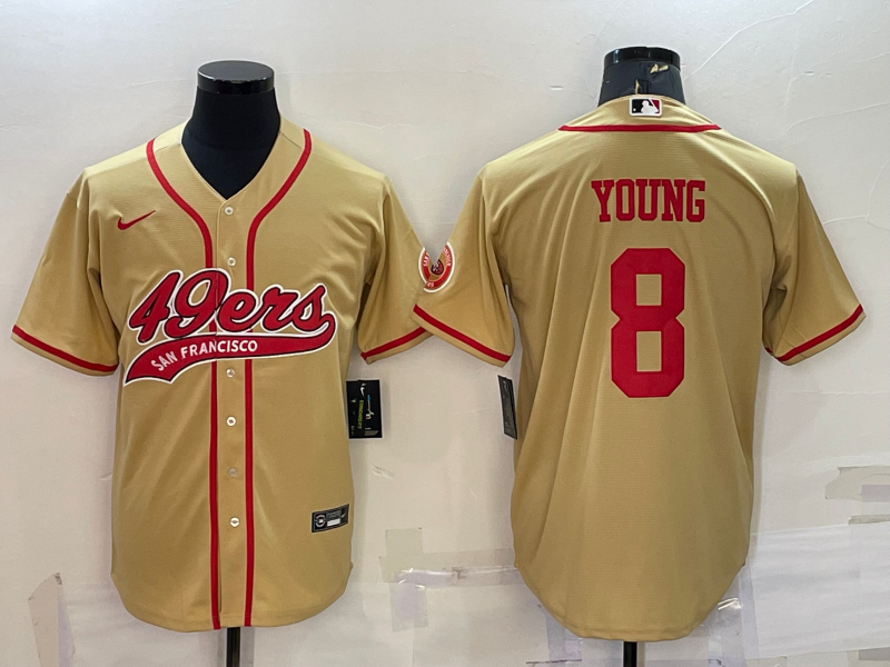 Men’s San Francisco 49ers Steve Young #8 Gold Jersey Joint Edition