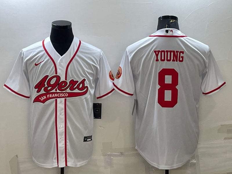 Men’s San Francisco 49ers Steve Young #8 White Jersey Joint Edition