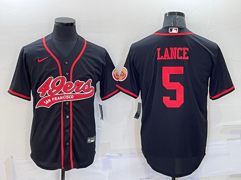 Men’s San Francisco 49ers Trey Lance #5 Black Jersey Joint Edition