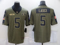 Men’s San Francisco 49ers Trey Lance #5 Brown Jersey