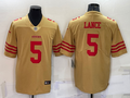 Men’s San Francisco 49ers Trey Lance #5 Gold Inverted Team Jersey