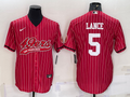 Men’s San Francisco 49ers Trey Lance #5 Red Jersey Joint Edition
