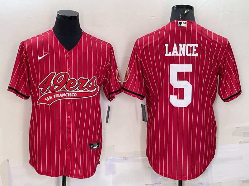 Men’s San Francisco 49ers Trey Lance #5 Red Jersey Joint Edition