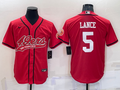 Men’s San Francisco 49ers Trey Lance #5 Red Jersey Joint Edition