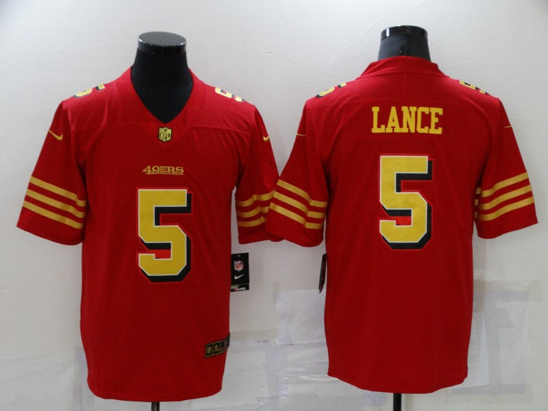 Men’s San Francisco 49ers Trey Lance #5 Red Jersey