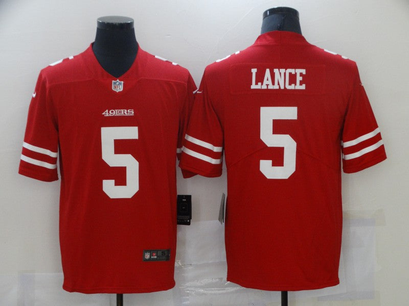 Men’s San Francisco 49ers Trey Lance #5 Red Jersey