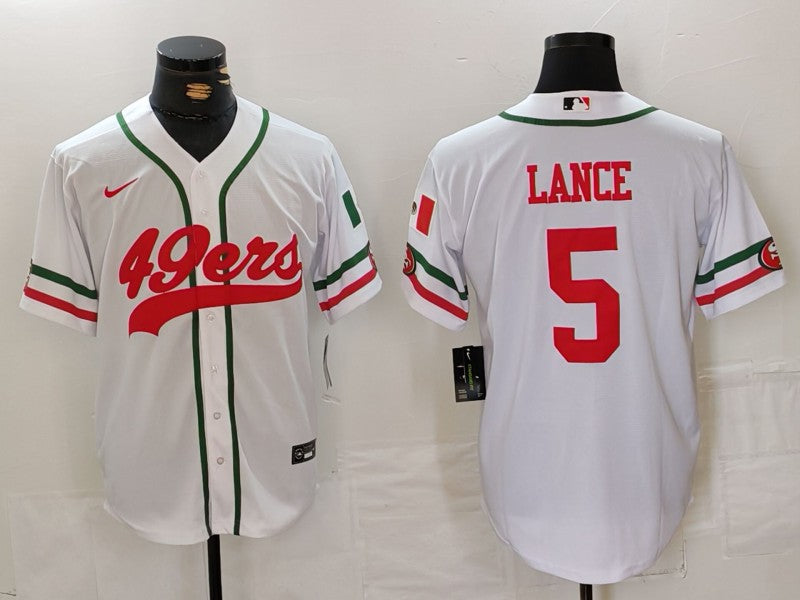 Men’s San Francisco 49ers Trey Lance #5 White Jersey