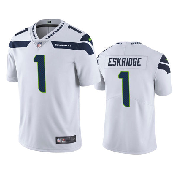 Mens Seattle Seahawks #1 D’Wayne Eskridge Nike White Vapor Limited Jersey