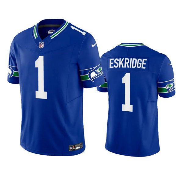 Mens Seattle Seahawks #1 D’Wayne Eskridge Royal Throwback F.U.S.E. Limited Jersey