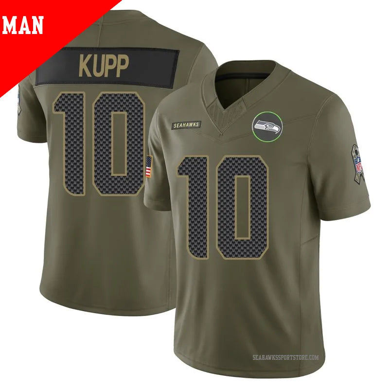 Men’s Seattle Seahawks #10 Cooper Kupp 2025 Salute to Service Limited Jersey – Olive