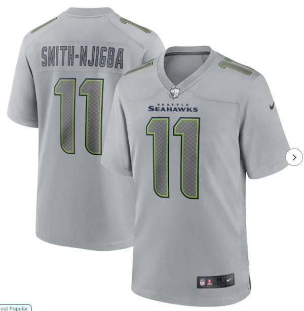 Men’s Seattle Seahawks #11 Jaxon Smith-Njigba Nike Gray Atmosphere Fashion Game Jersey