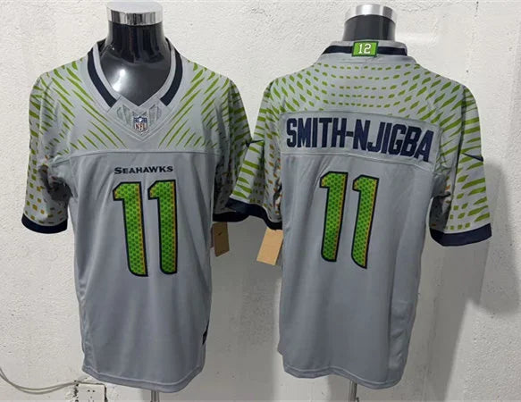 Men’s Seattle Seahawks #11 Jaxon Smith-Njigba Nike Vapor F.U.S.E. Limited Soundwaves Rivalry Series Jersey