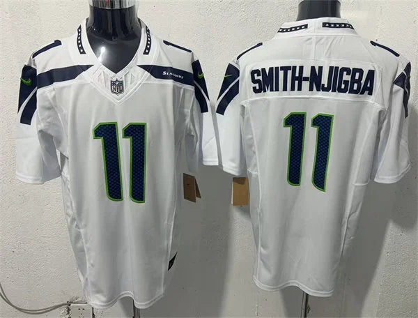 Men’s Seattle Seahawks #11 Jaxon Smith-Njigba Nike White Vapor Limited Jersey