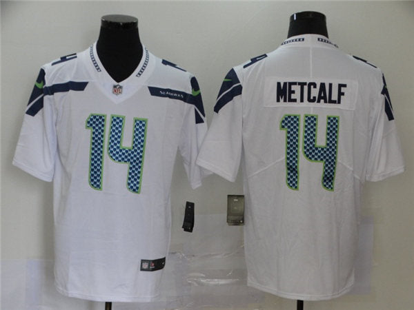 Men’s Seattle Seahawks #14 DK Metcalf Nike White Vapor Limited Jersey