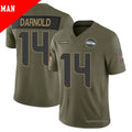Men’s Seattle Seahawks #14 Sam Darnold 2025 Salute to Service Limited Jersey – Olive