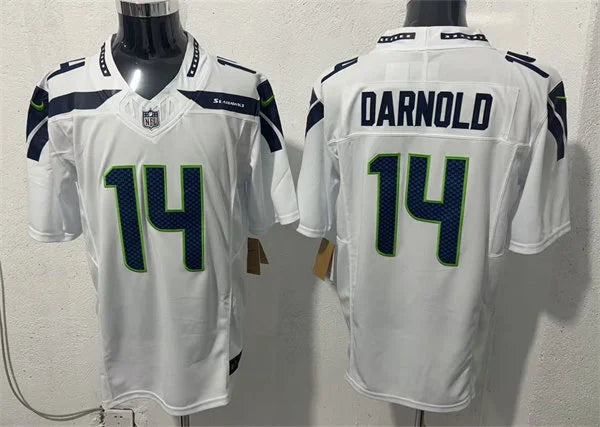 Men’s Seattle Seahawks #14 Sam Darnold Nike White Vapor F.U.S.E. Limited Jersey