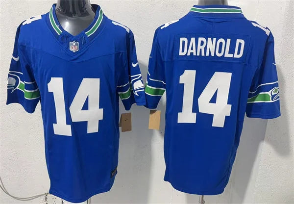 Men’s Seattle Seahawks #14 Sam Darnold Royal Throwback F.U.S.E. Limited Jersey