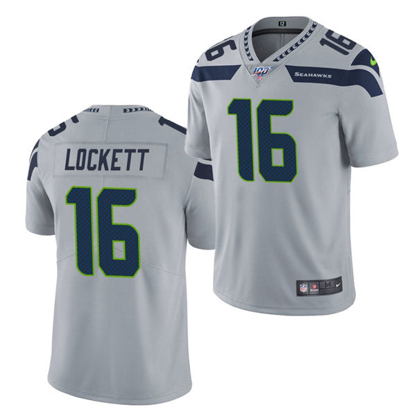 Men’s Seattle Seahawks #16 Tyler Lockett Nike Gray Alternate Vapor Limited Jersey